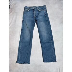 Re/Done Size 28  "70's Stove Pipe" Medium Wash Distressed Hem